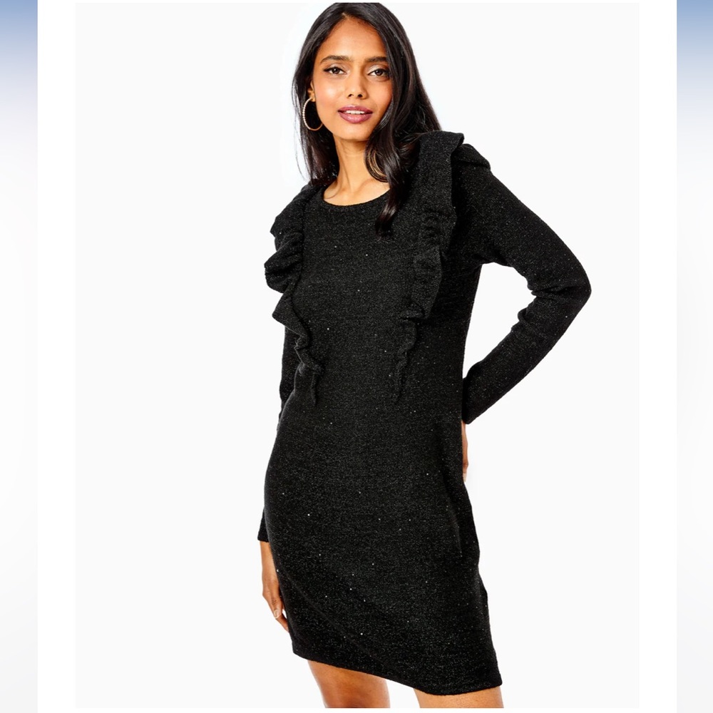 NWT Lilly Pulitzer Ruth black sequin sweater dress sz sm